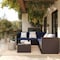 Flash Furniture Roan Indoor/Outdoor L-Shaped Sectional w/Coffee Table in Brown Wicker PE Rattan w/Navy Cushions BN-WS404-NV-BR-GG - alternate 2